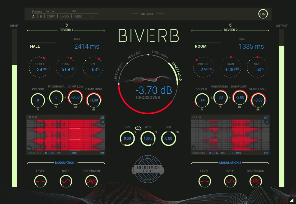 United Plugins Biverb Test - Nutzeroberfläche