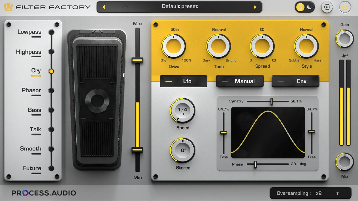 Process Audio Filter Factory: 8 Filter, 3 Modulatoren