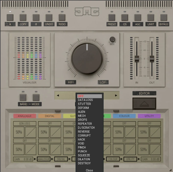 United Plugins Lofinity Glitch-Algorithmen