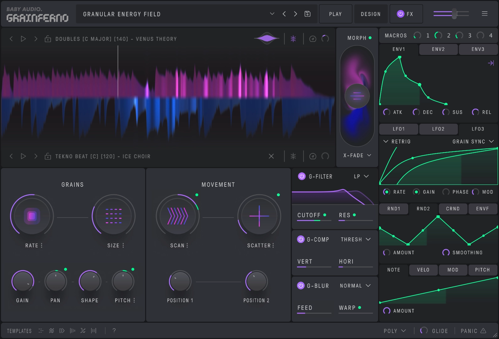 Baby Audio Grainferno Test Sounddesign-Einstellungen