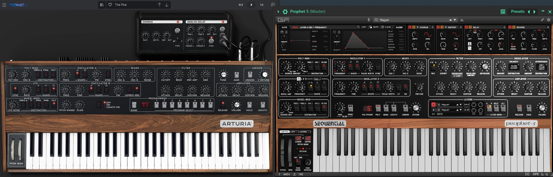 Vergleich Prophet 5 Emulationen von Arturia und Gforce
